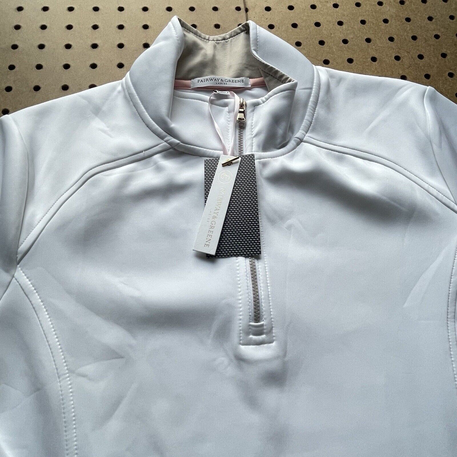 NWT Fairway & Green Wells Quarter Zip Golf F12250 White Flax Large Women $140