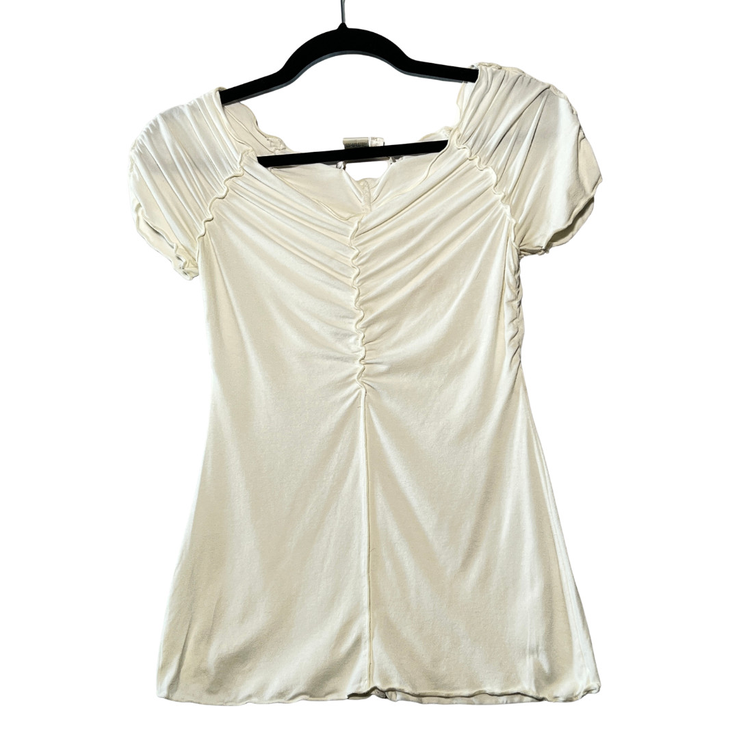White Ruched Top Contemporary Office Siren Off Shoulder Max Studio XS Stretchy