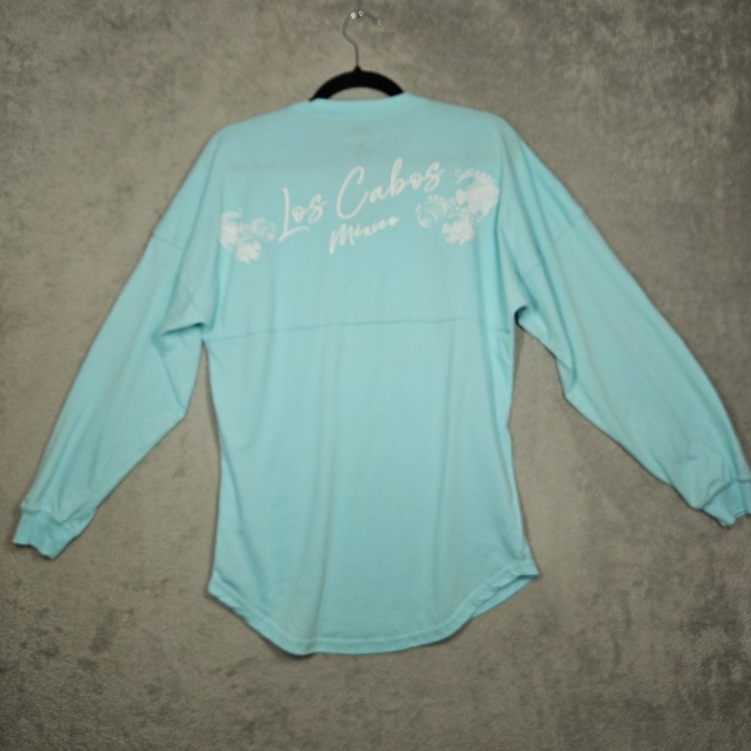 Yacht Club Aqua Mint Los Cabos MX Back Logo Fish Front Logo Long Slv Jersey Sz M