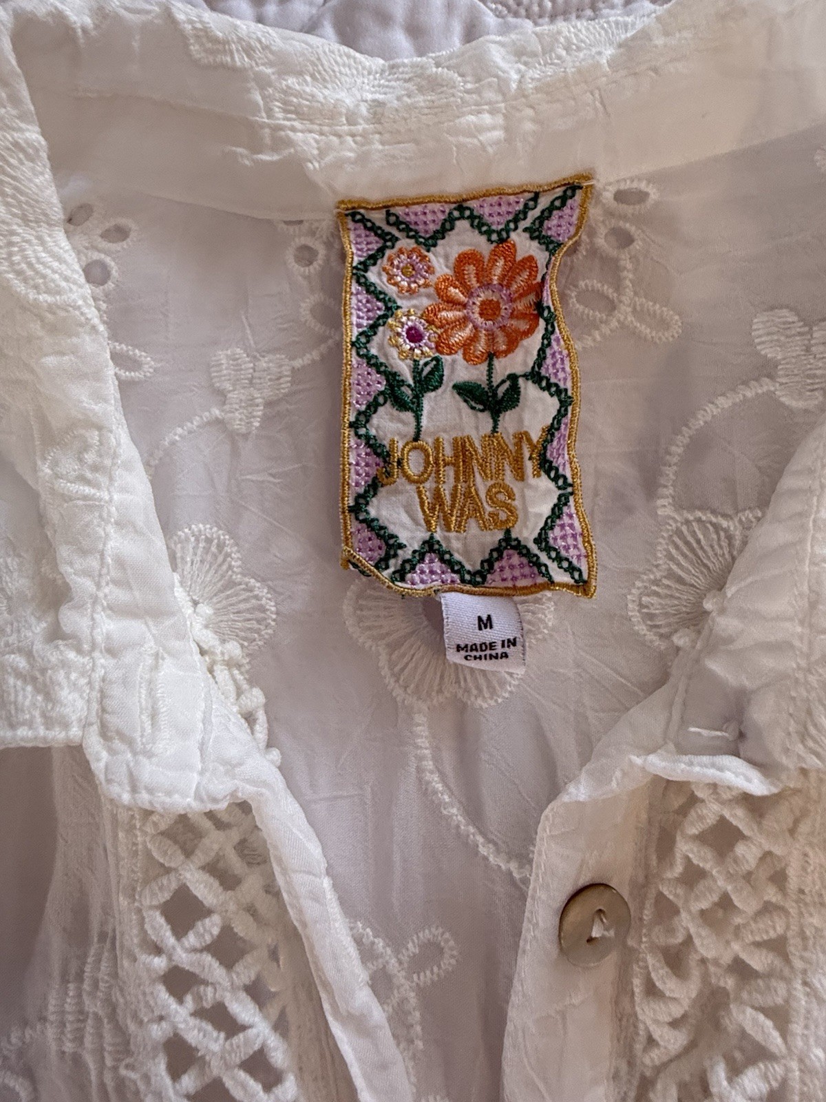 Johnny Was Deena White Button Down Blouse