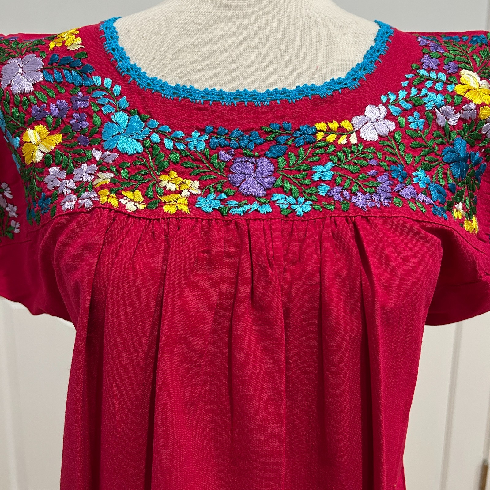 Sandra Blouse From San Antonino Oaxaca mexico. Artisan Top, Boho, short sleeve.