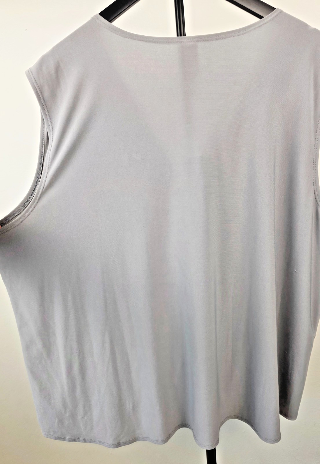 MARLA WYNNE Wrap Sleeveless Drape Hi Lo Top Dark Gray Waist Length Blouse SZ 2X