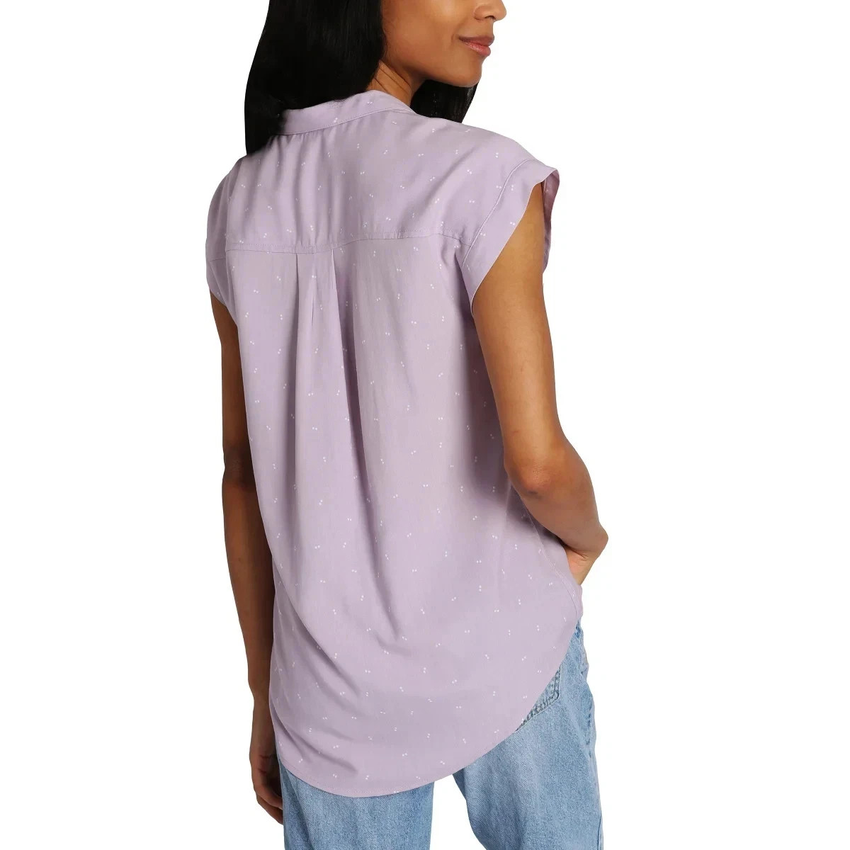 Jachs Girlfriend Women’s Button Front Cap Sleeve Blouse, Purple, Size L