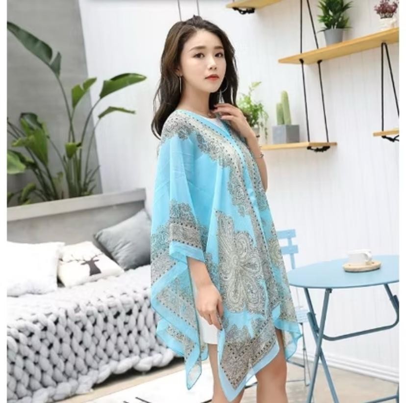 Shawl Batik Silk Scarf Chiffon Lady Blouse Top Women’s Beachside