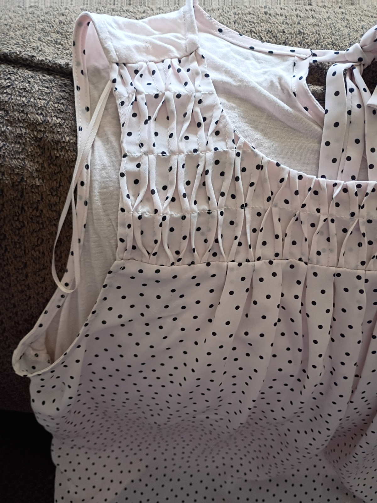 Elle EUC Pink Polka Dot Tank With Back Tie Size XL