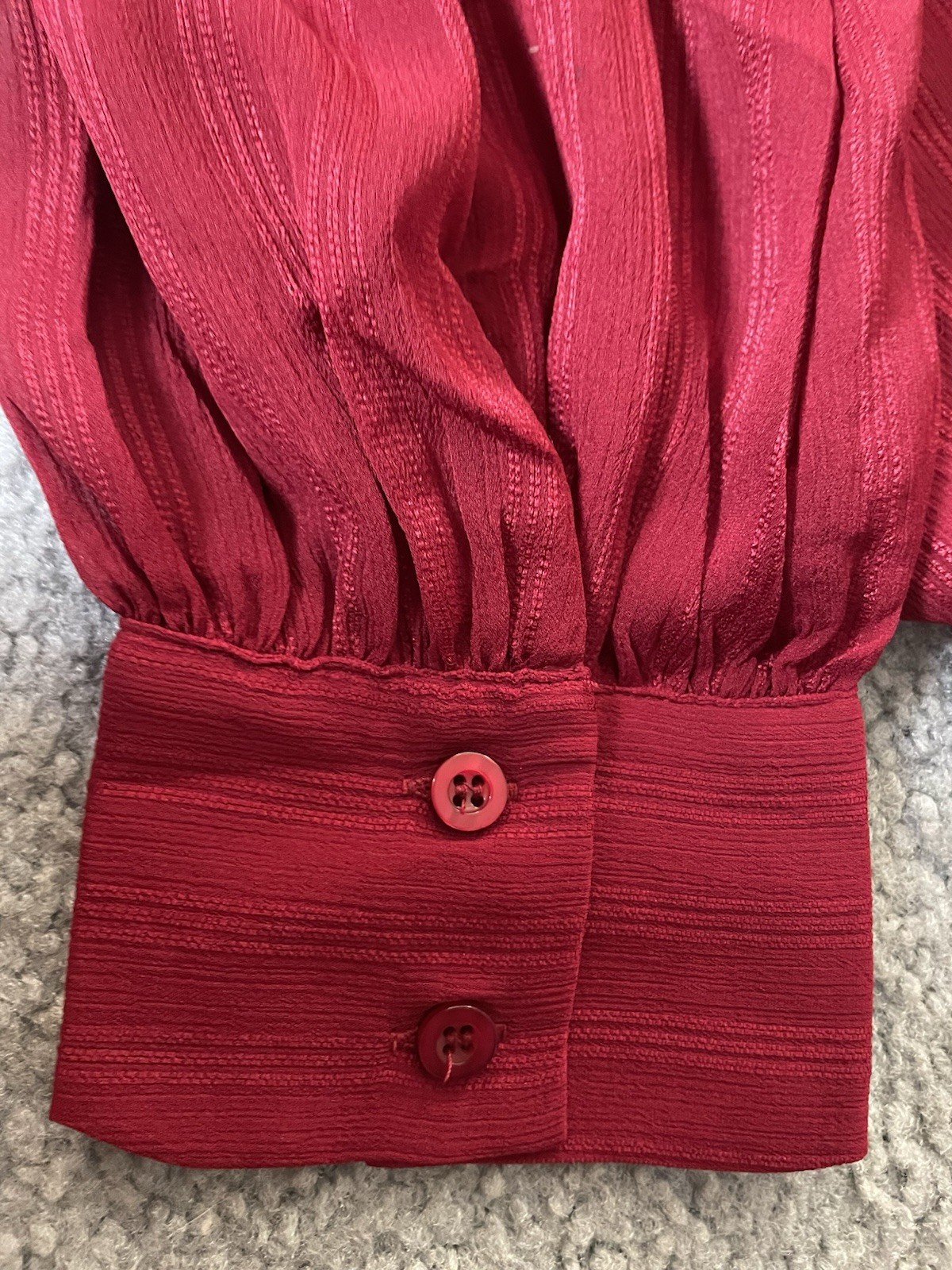 New York Company Button Up Blouse XL Red Striped Long Sleeve Career City Holiday