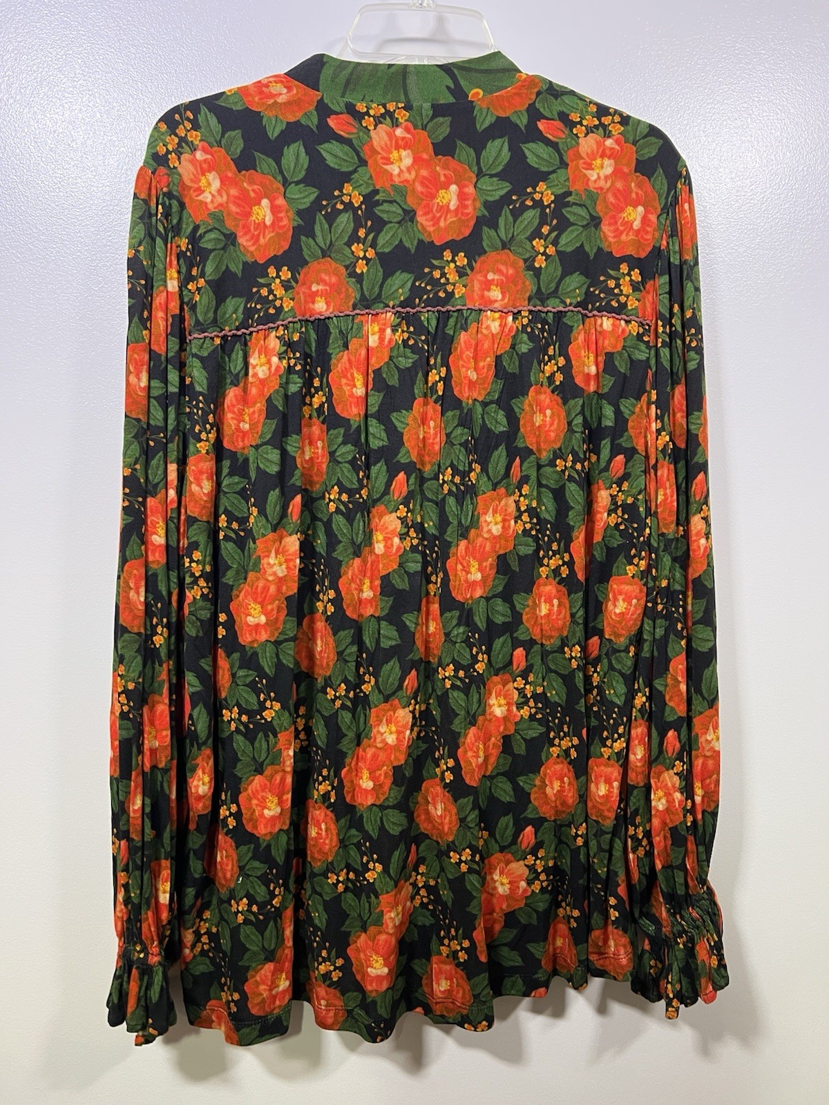 BLANK London 1X Black Floral Boho Tunic Top Embroidered V Neck Long Sleeve Plus