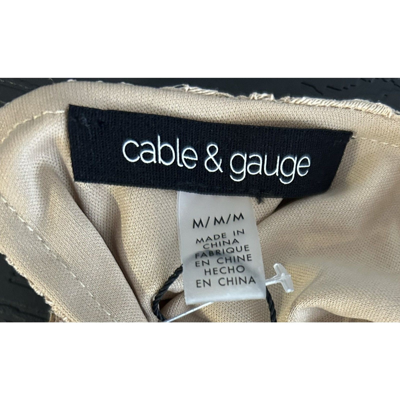 NWT Cable & Gauge Champagne Lace Blouse Top Boho Lined Short Sleeve Size M
