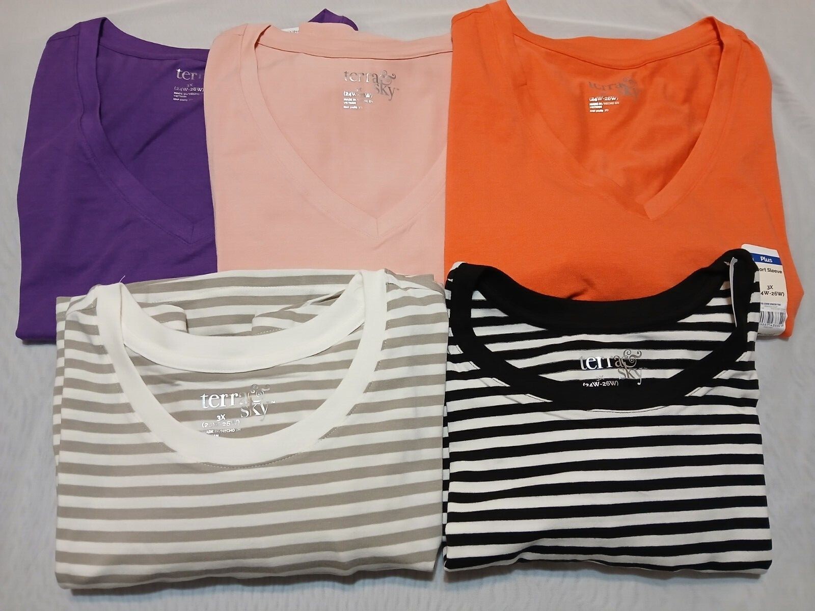 Terra & Sky Crew Or V-Neck Shirts Tops Sizes 0X, 1X, 2X, 3X or 4X You Pick 1