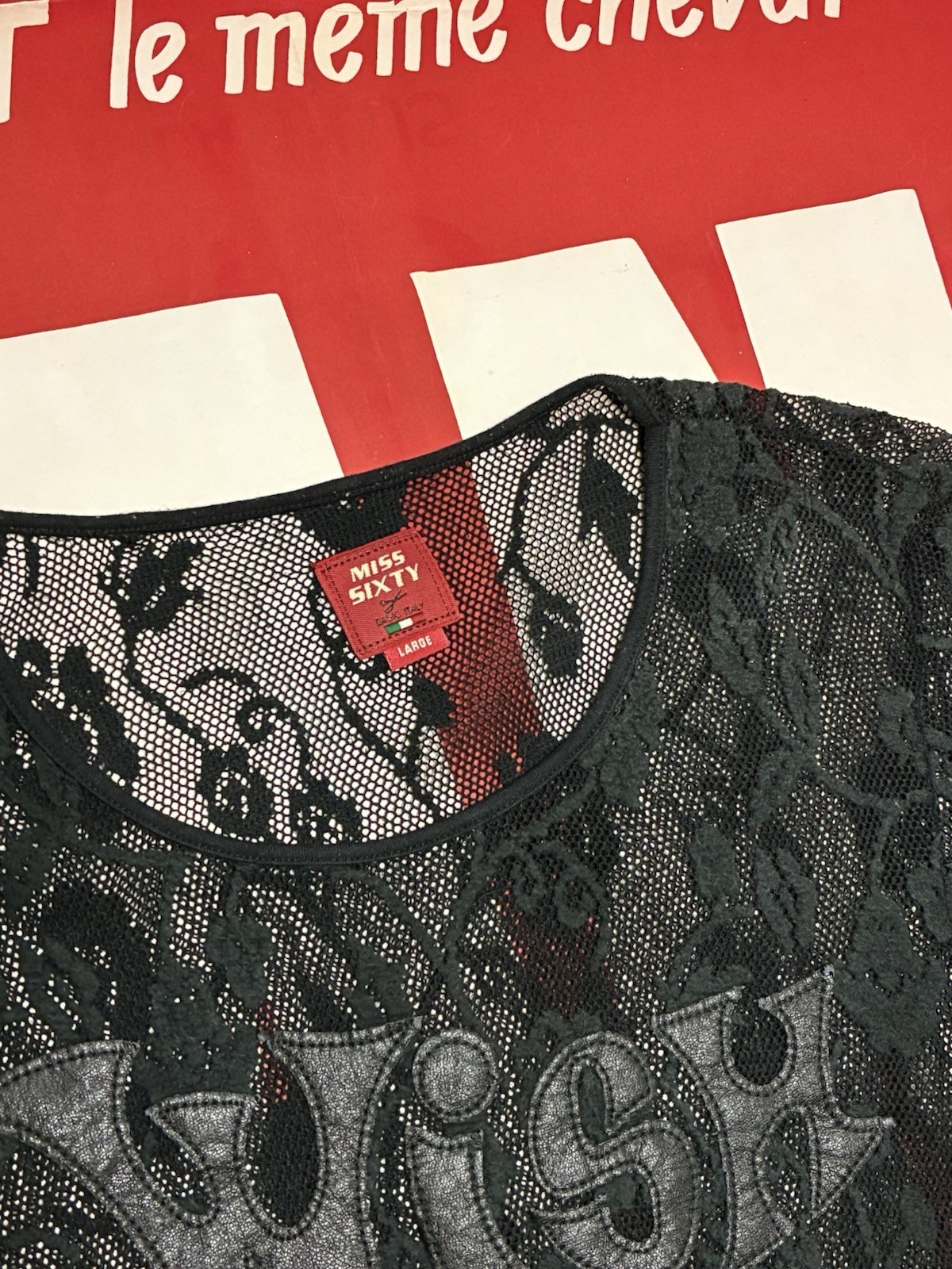 Miss Sixty Mesh Wish 3/4 Sleeve Shirt Y2K