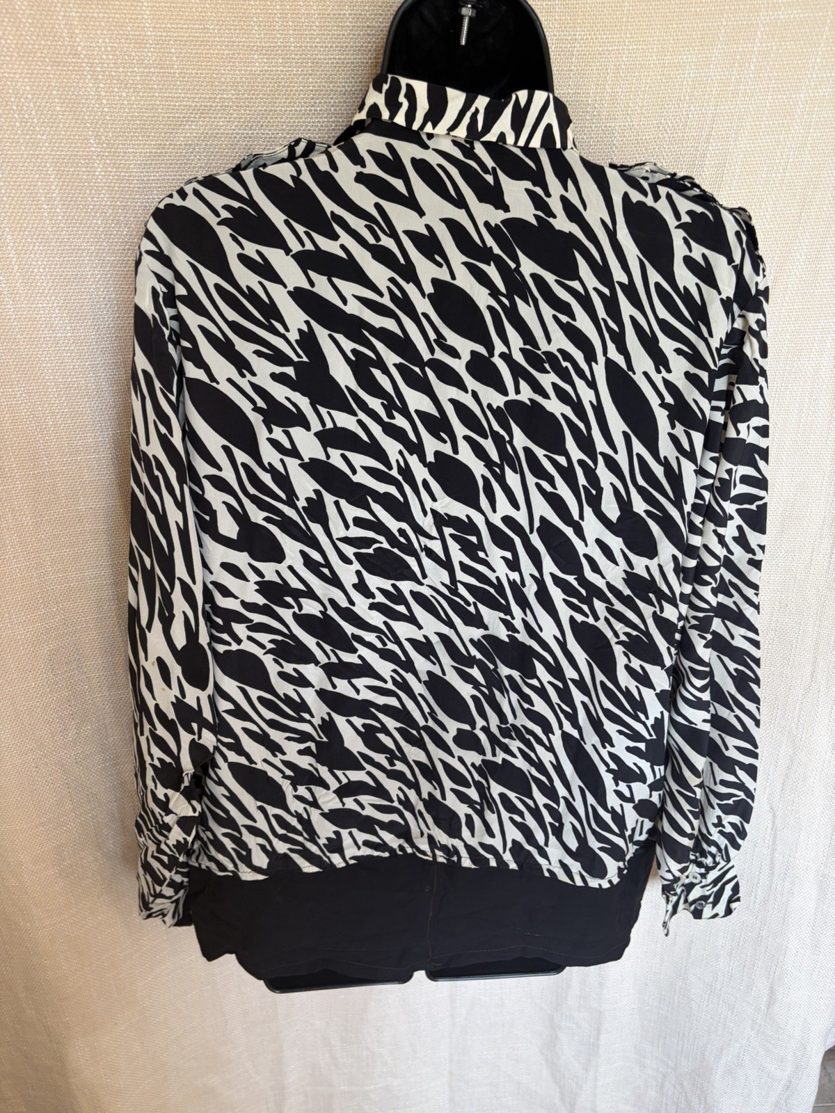 Black/white Animal Print Blouse Size 12 By Peter Hahn ( 4335)