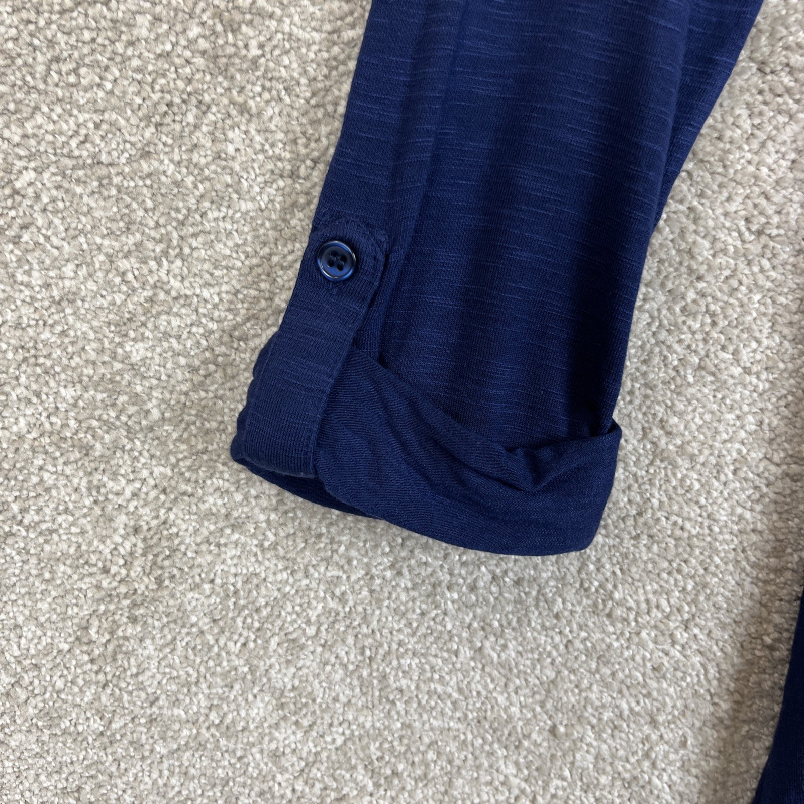 White House Black Market Shirt Womens Medium Blue 3/4 Sleeve Pullover- 4676