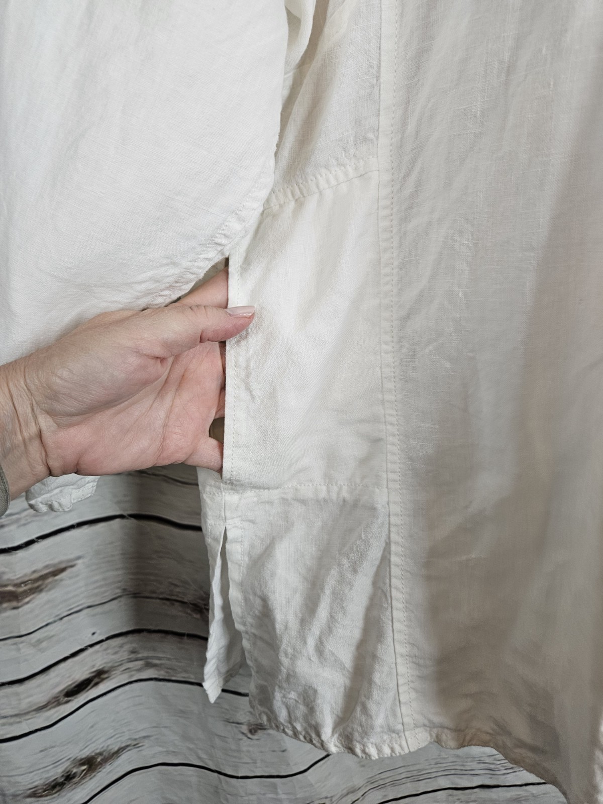Eileen Fisher 100% Linen White Tunic Top 1X Button Up Lagenlook Womens