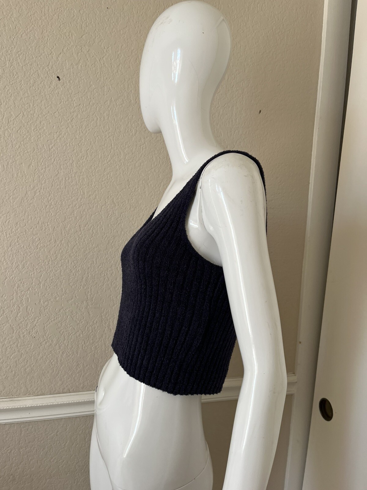 ONE GREY DAY NEW! Navy Blue Ribbed Knit Cropped Tank Top Sz XS NWOT!