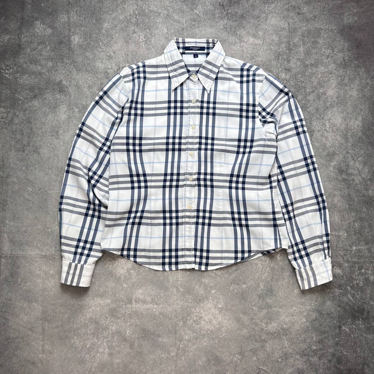 Burberry London Shirt Plaid Nova Check Long Sleeve Button Up Blue Women Size M