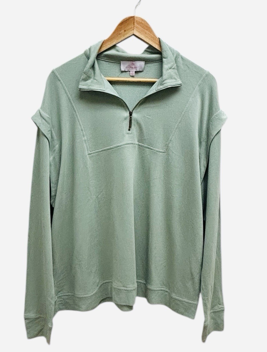 Laurie Felt Half-Zip French Terry Shirt XL Faded Sage Green Pullover