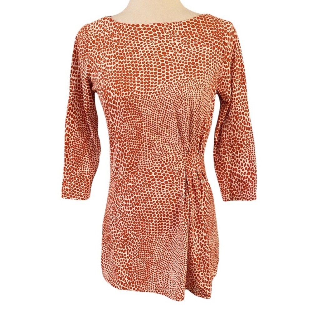 J. McLaughlin Top Catalina Cloth Tunic Side Drape Ruched Giraffe Print Spring S