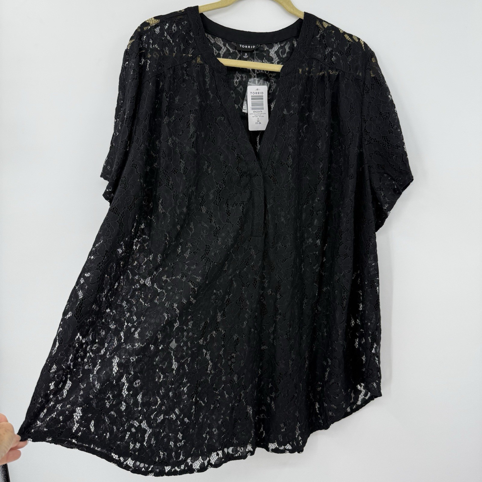 Nwt’s Torrid Harper Womens Lace Unlined V-Neck Top Blouse 3X Black Coquette