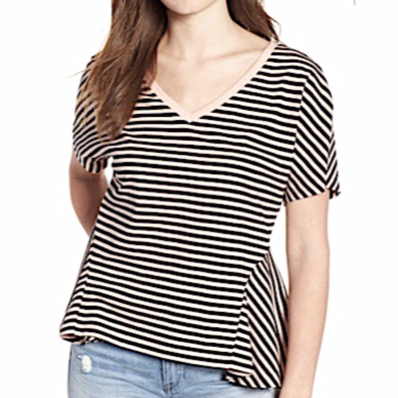 BP Striped Sharkbite Hem Tee Size Small