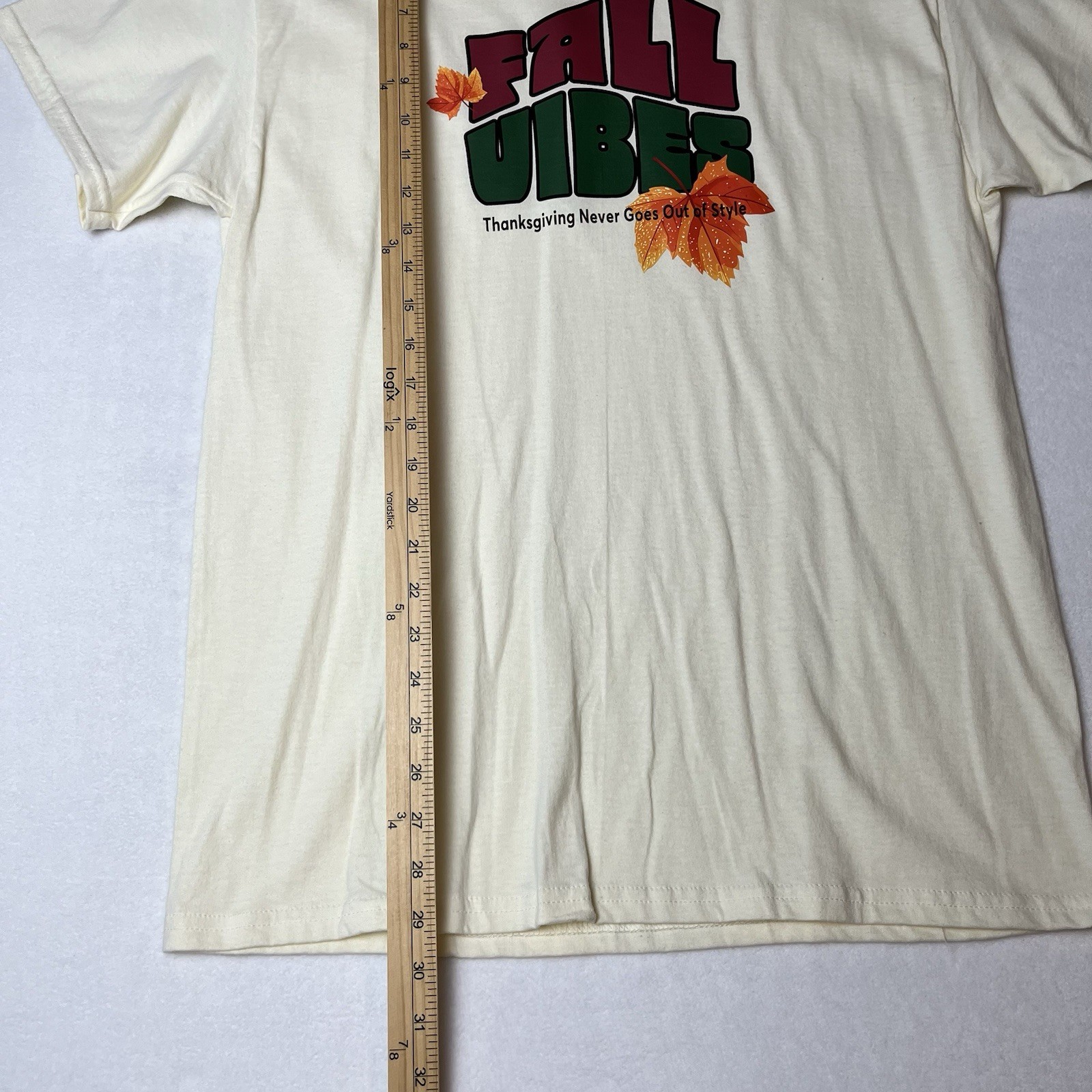New Gildan Fall Vibes T-Shirt Unisex Large Ivory Short Sleeve Crew Autumn