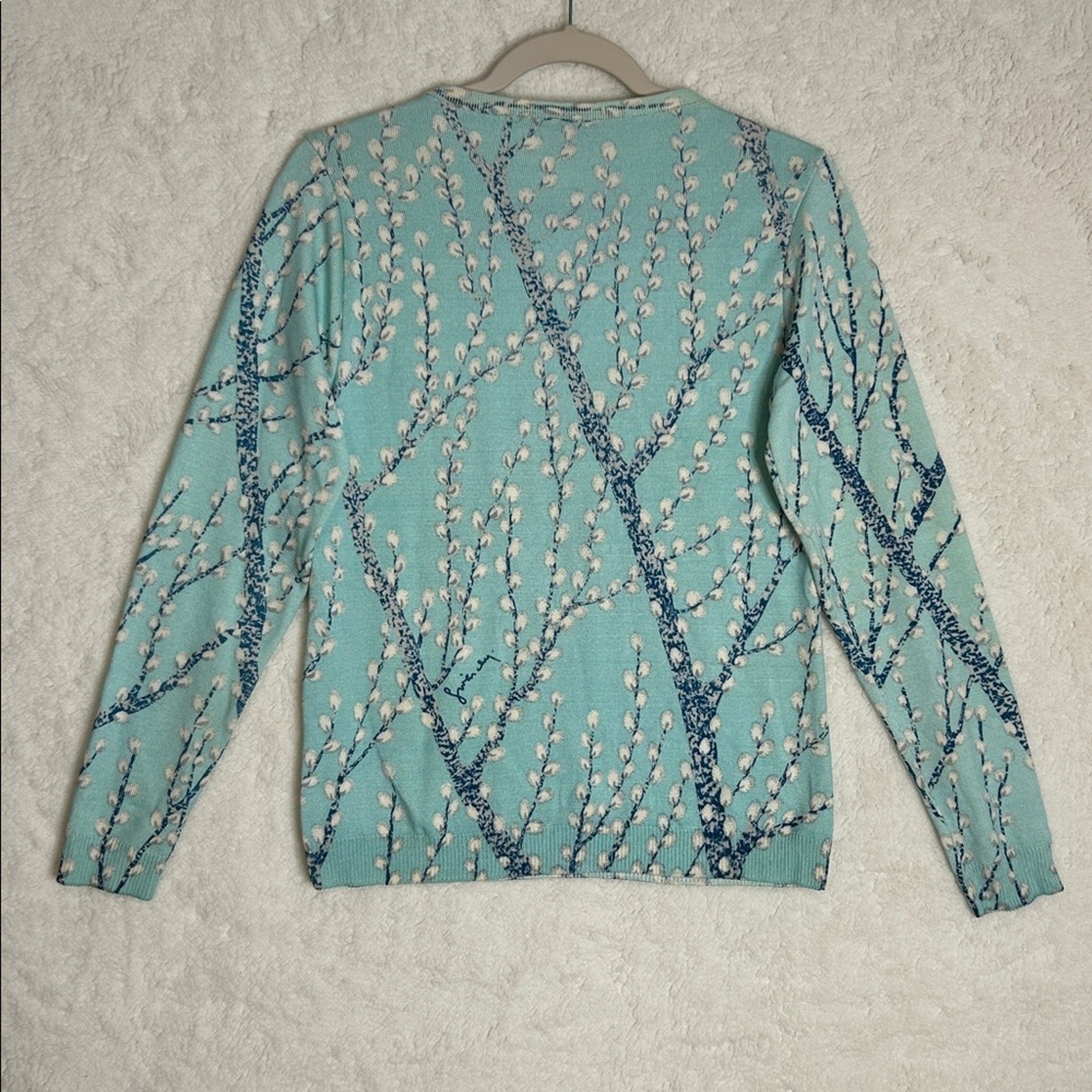 Givenchy Sport P Willow Plant Shirt Long Sleeve Light Blue Vintage Size Medium