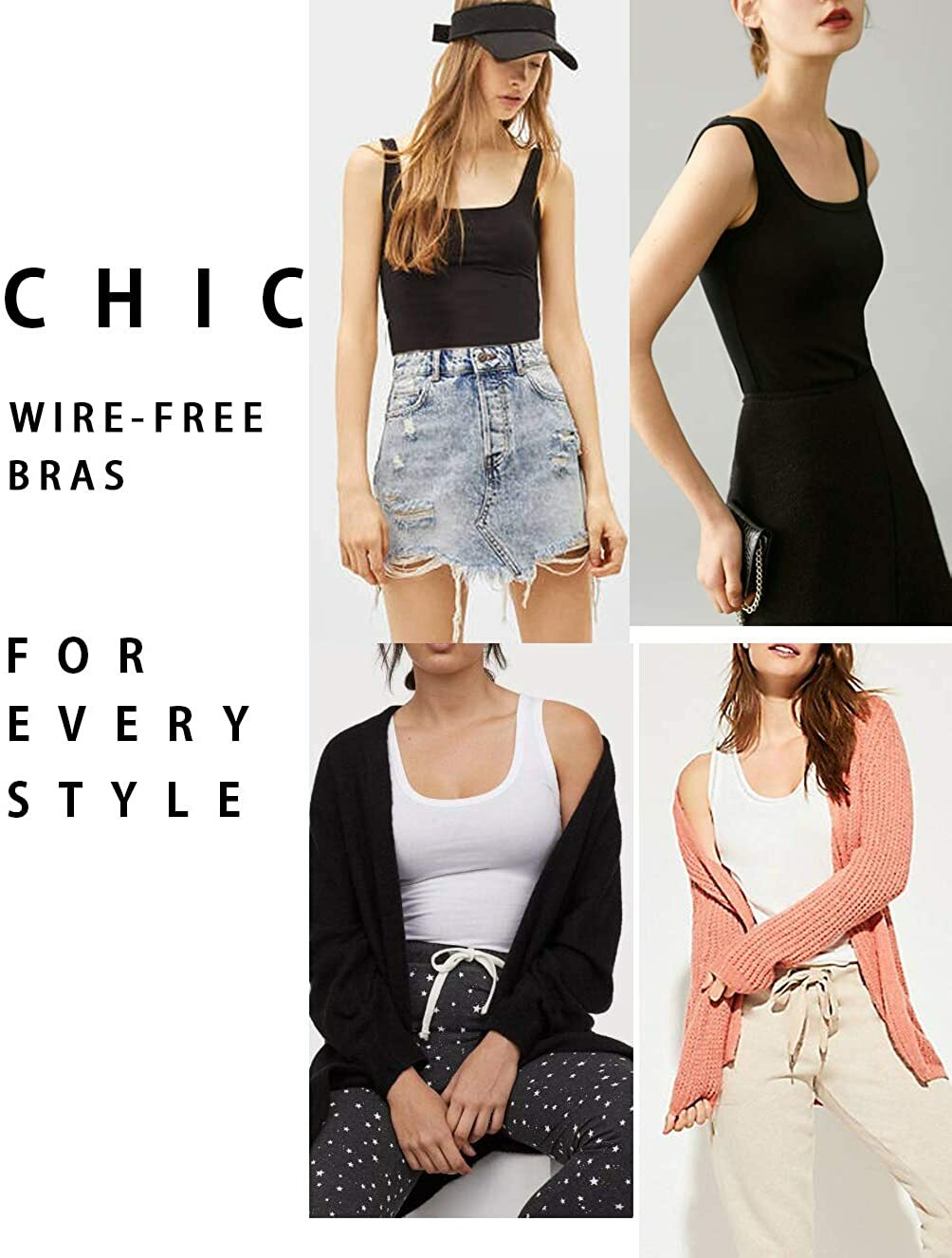 US Women Sleeveless Cami with Built in Bra Tummy Control Camisole Tank Tops Vest
