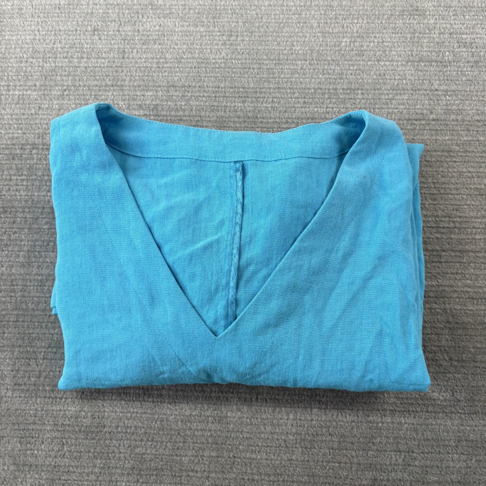 Fridaze Linen Redefined Top Women’s XL Blue Button Sleeve Flowy Lagenlook Coast