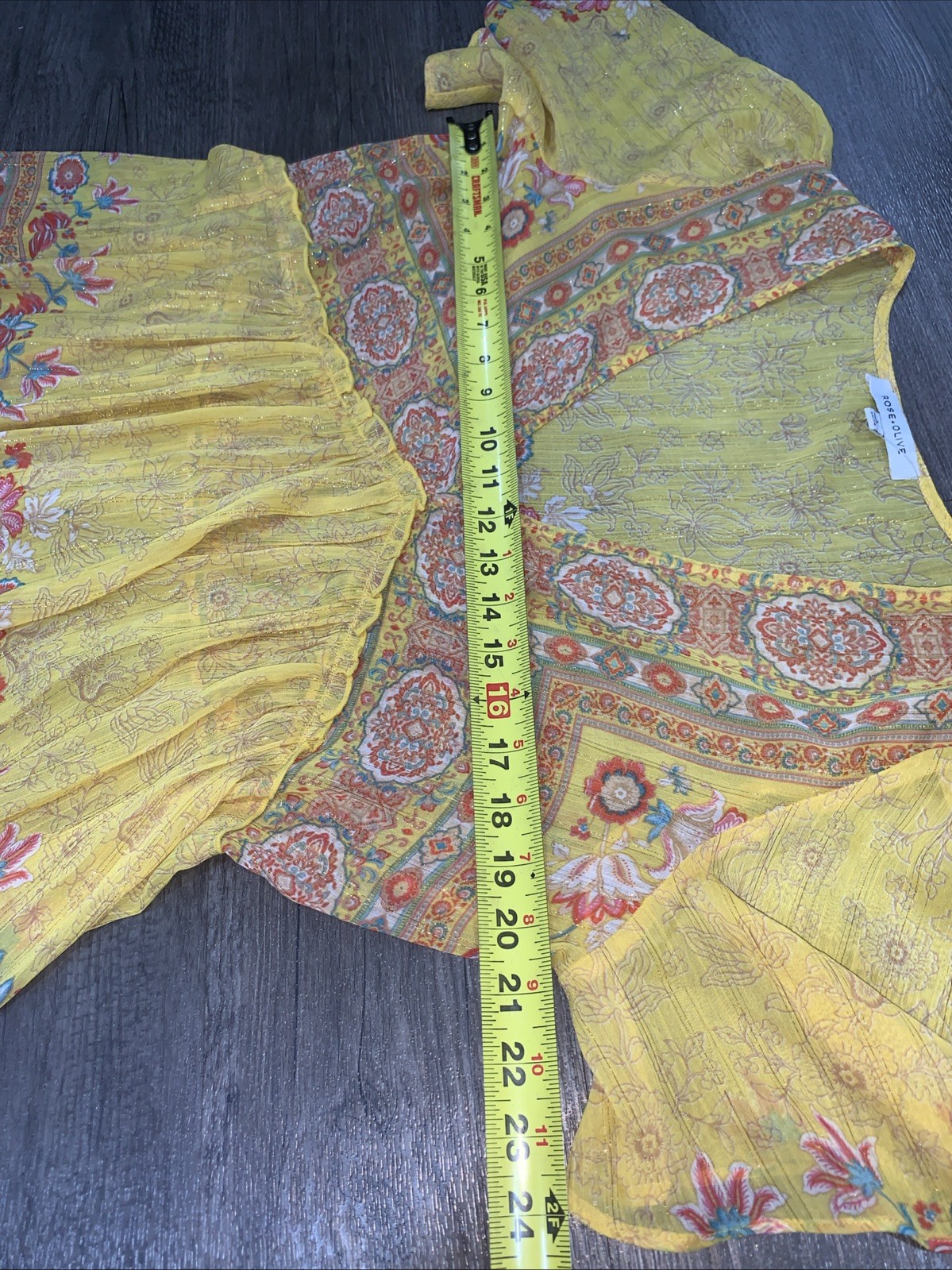 Rose + Olive Sheer Blouse Boho Hippie Size Large Breathable