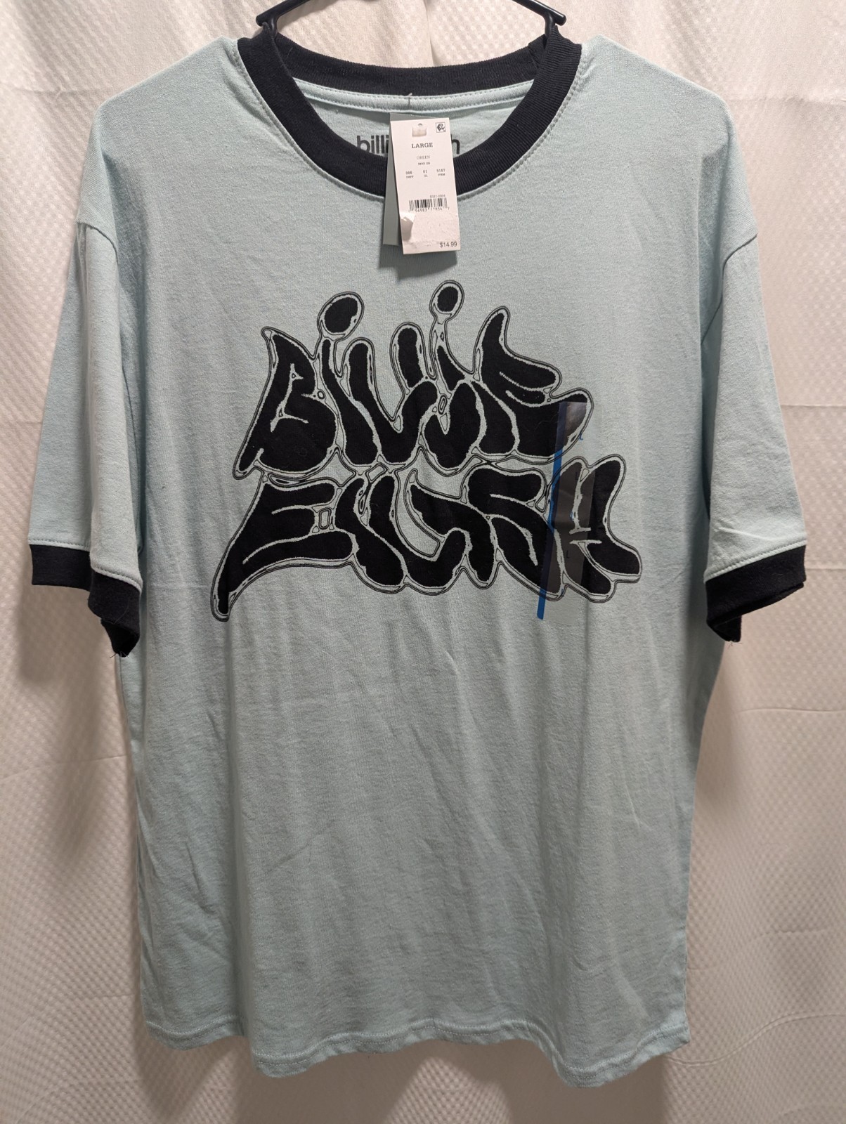 Billie Eilish Green and Black Graphic Ringer Tee T-shirt Women’s Size L NWT