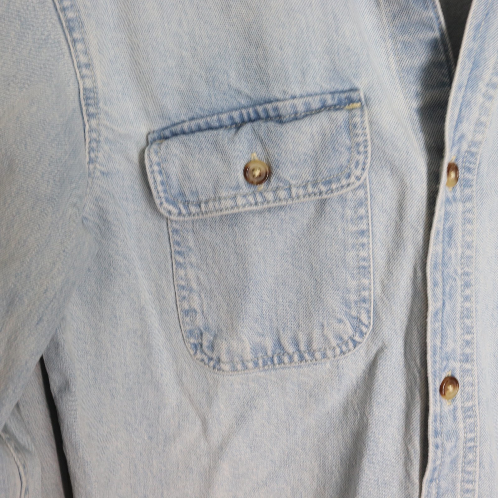 Old Navy Classic Denim Top M Light Wash Blue cotton Button Long Sleeve Pockets
