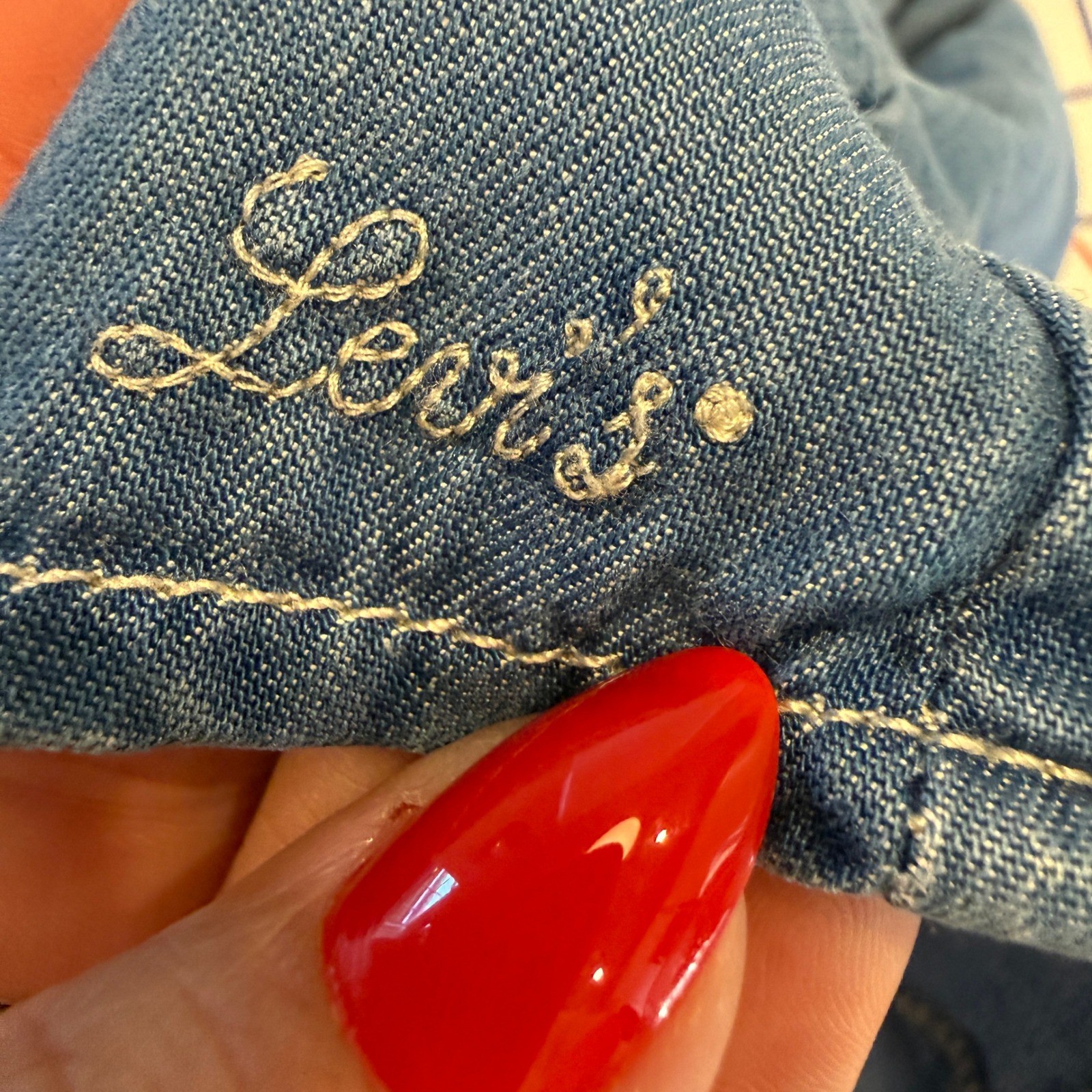 Levi’s Mylene Blouse Womens Medium Blue Denim Ruffle Tie Front Cottagecore Boho