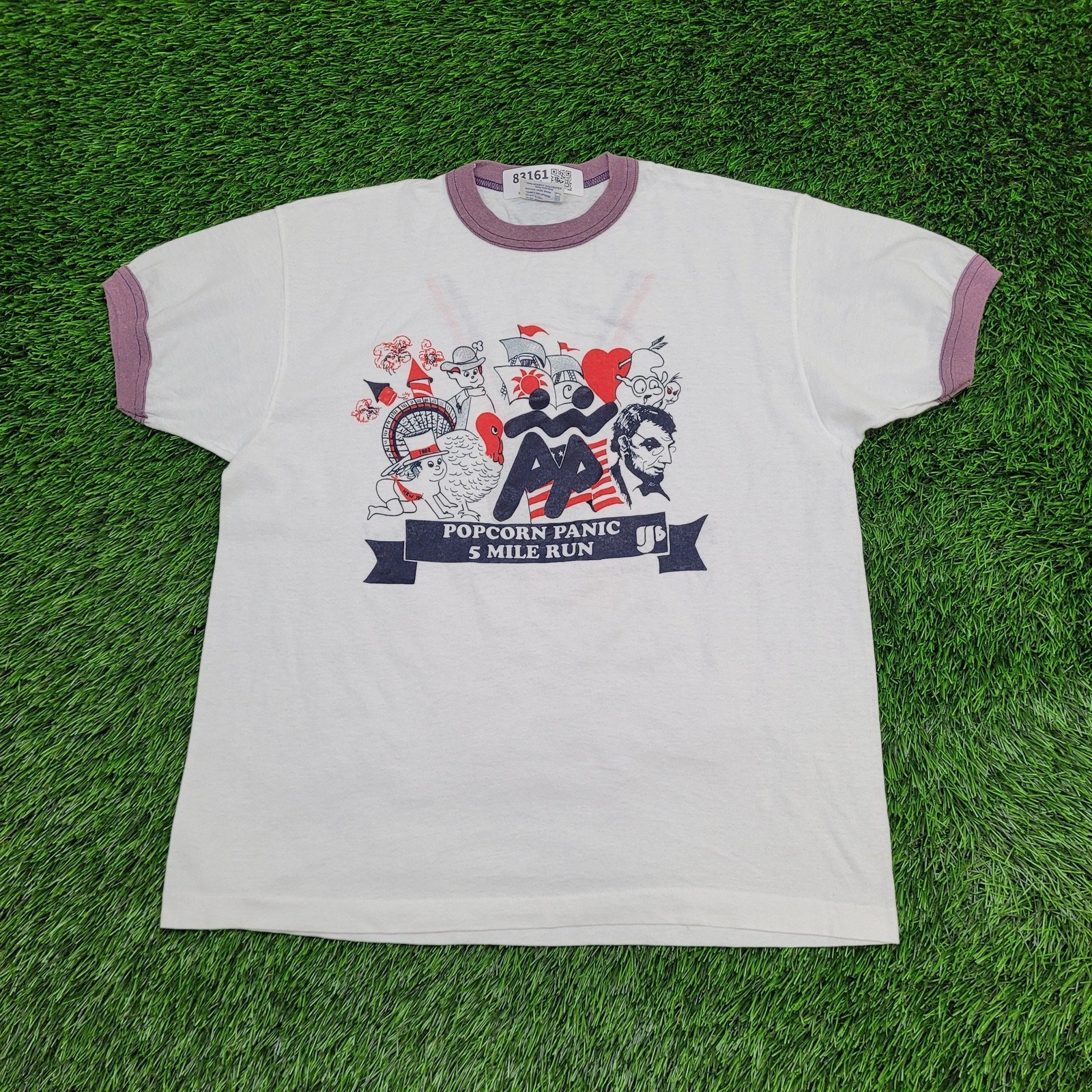 Vintage 1989 Marathon Shirt Women XL 21×24 Popcorn Panic race