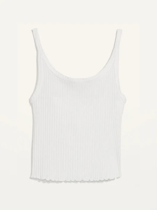 Old Navy Women Fitted Cropped Lettuce-Edge Rib-Knit Tank Top Size L XL XXL 2X 3X