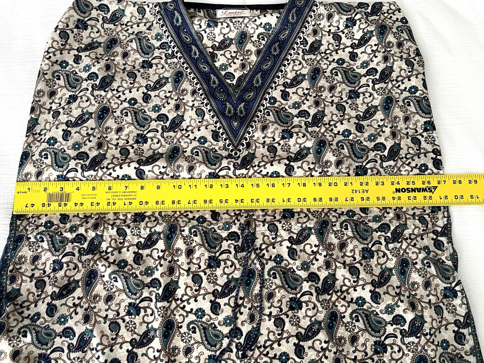 VTG LUSTRE Tunic Paisley Kaftan Caftan Coverup Made In India One Size S M L XL
