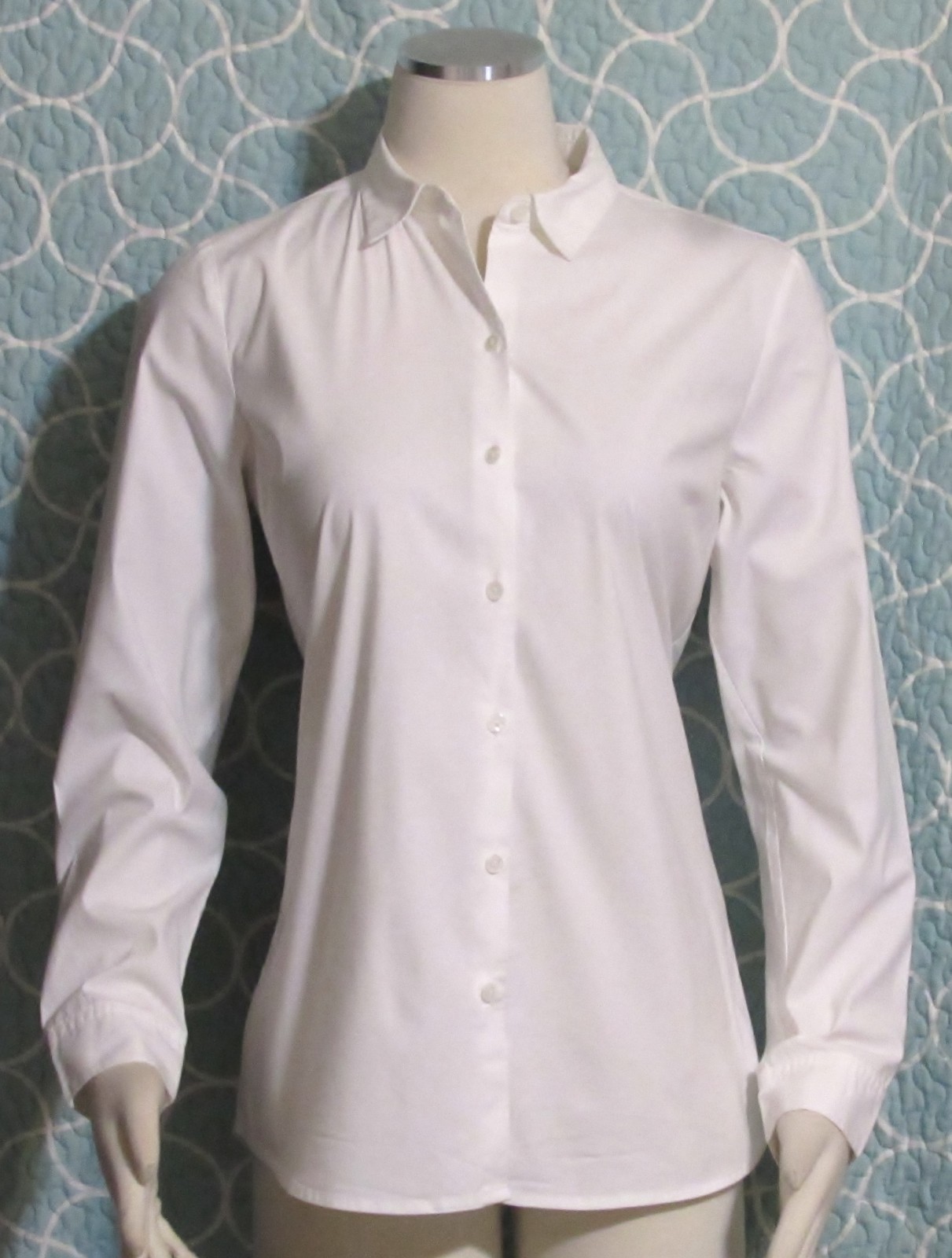NEW Womens Ladies J. JILL White Cotton Stretch L/S Top Shirt S Orig $79