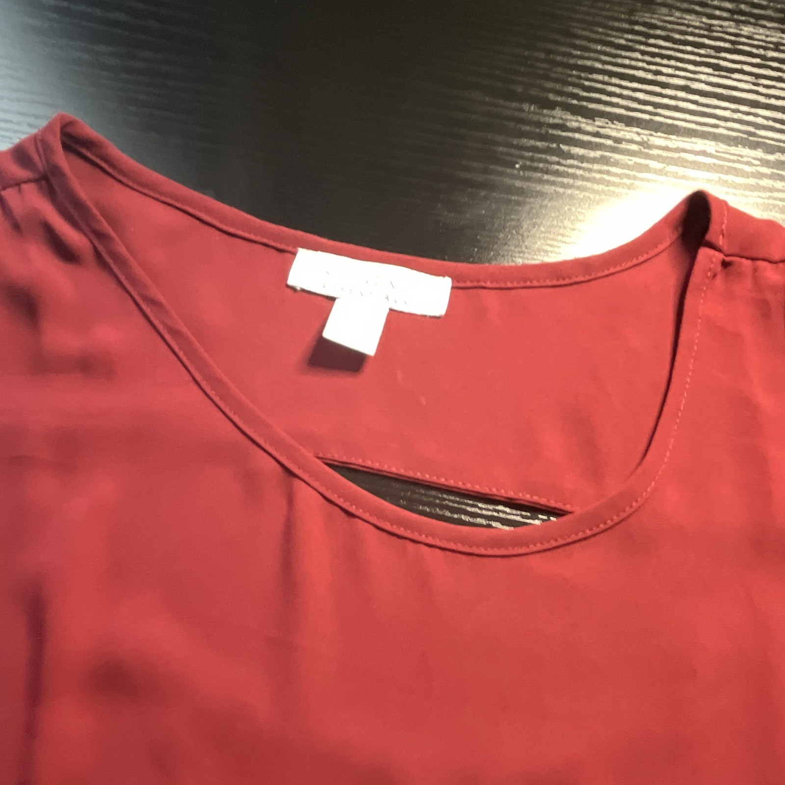 Maternity S Red Solid Round Neck Short Sleeve Polyester Pullover Blouse Top