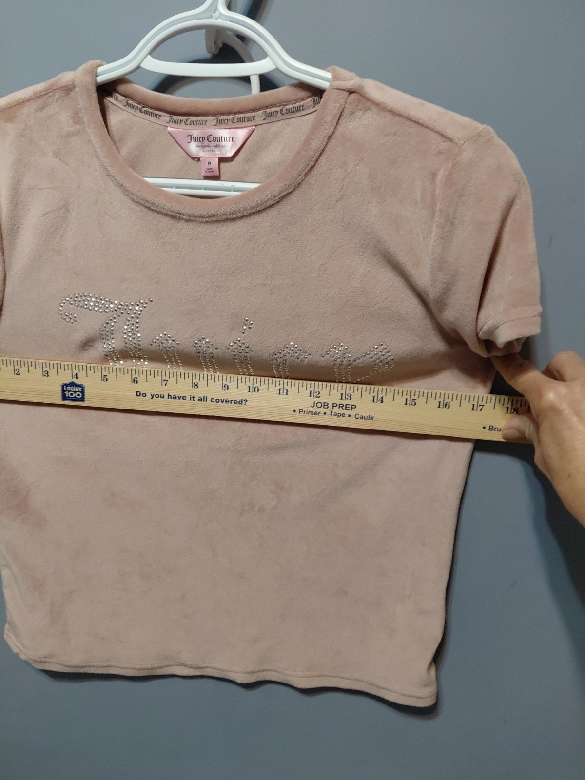 Juicy Couture Pink Velour Rhinestones Logo Sleep Shirt Women’s Size Medium