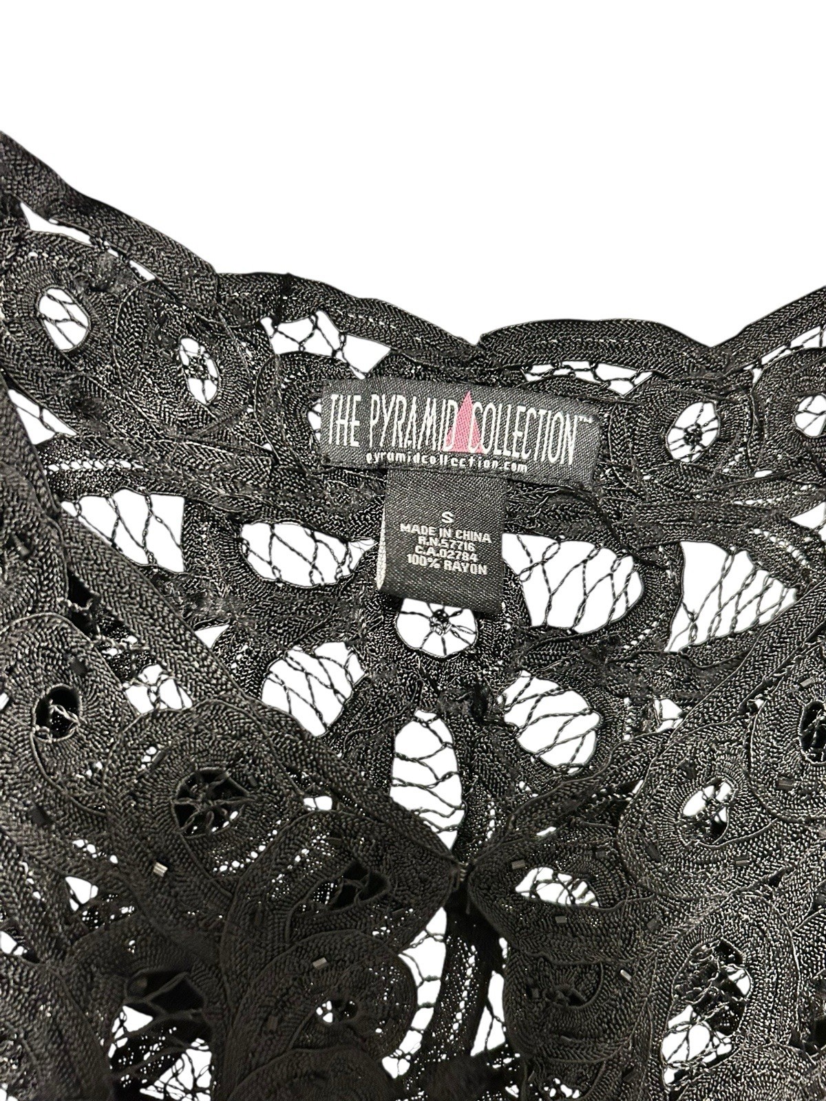 The Pyramid Collection Lace Topper Bolero Top Women Sz Small Black Short Sleeve