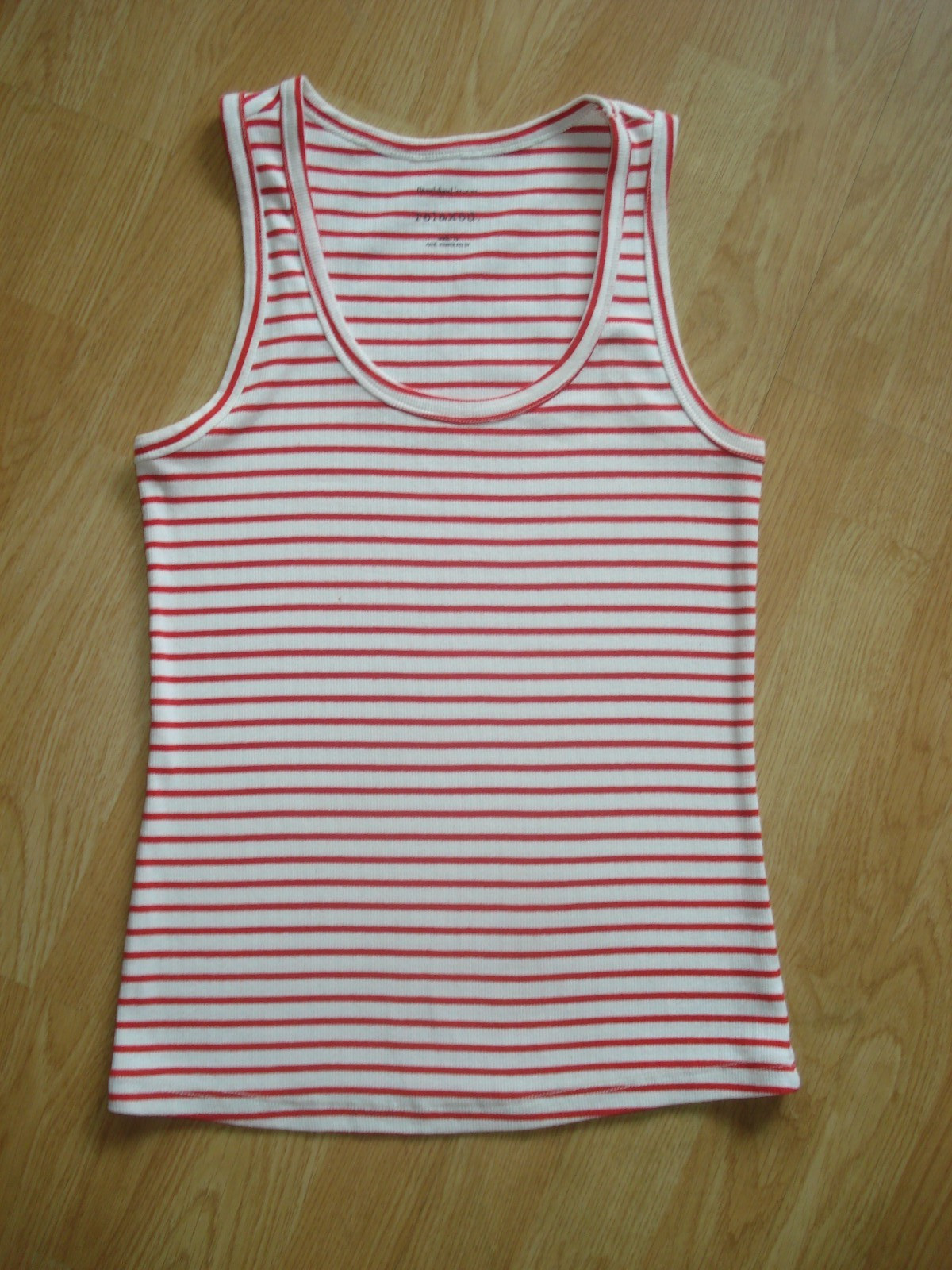 RIVER ISLAND RED/WHITE STRIPE COTTON/ELASTANE SLEEVELESS TANK UK 10