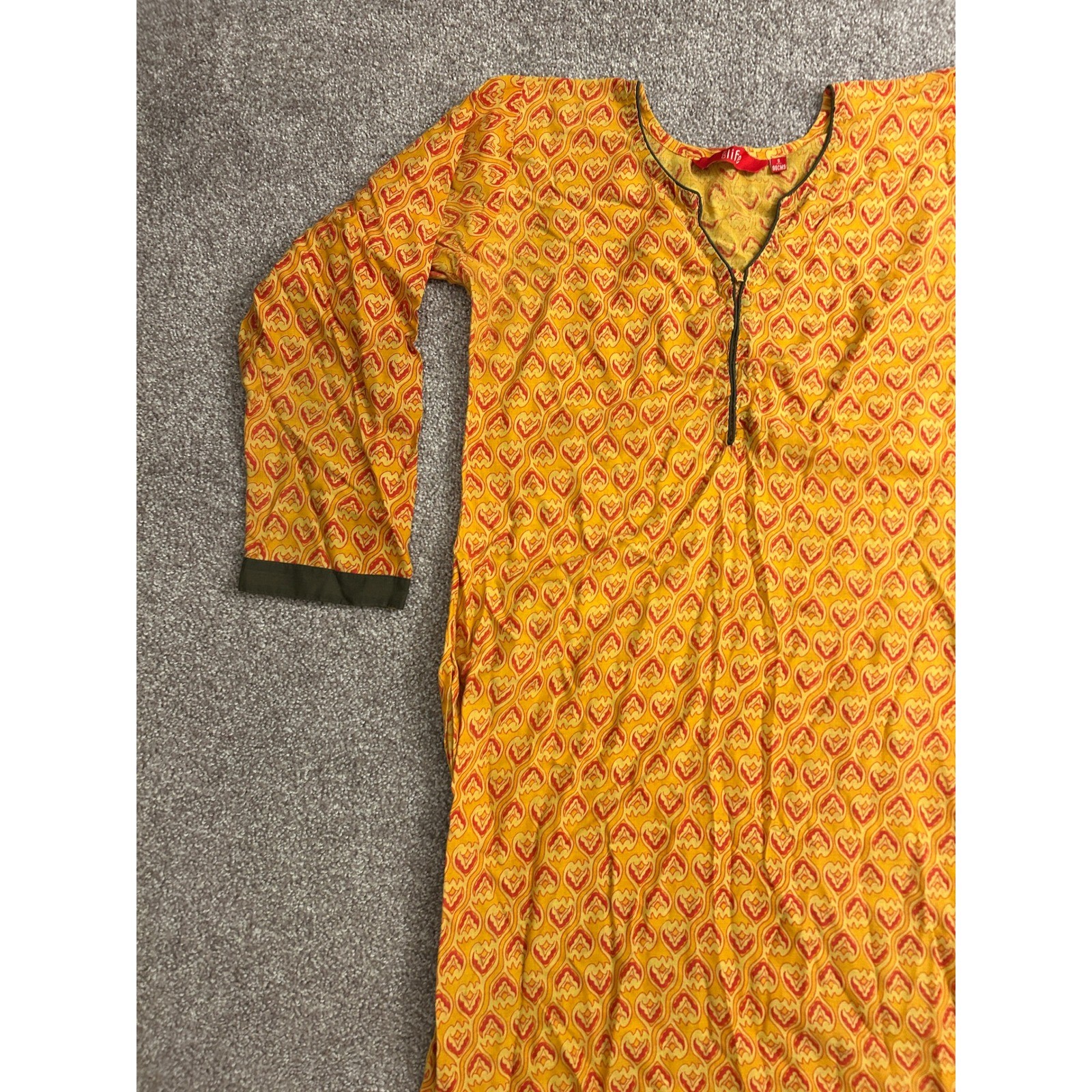South Asian Kameez City Life Tunic Top Womens Small Yellow Orange Excellent