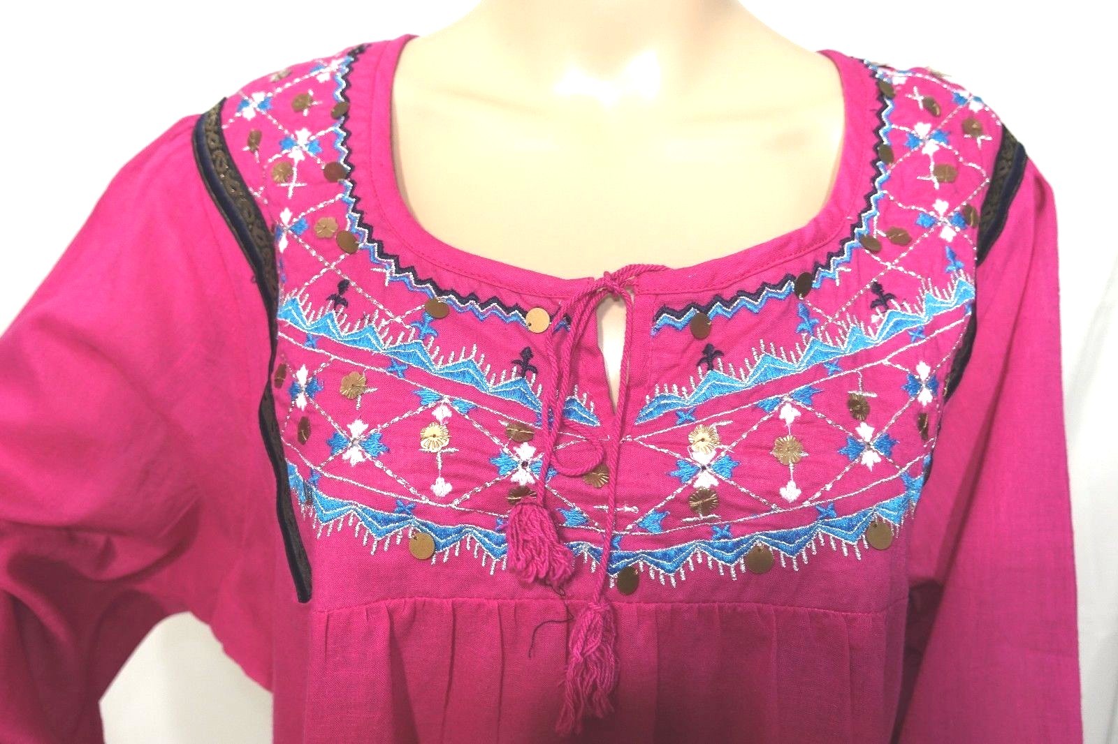 Jennifer Lauren Women Plus Size 1x 2x 3x Fuchsia Sequin Tunic Top Blouse Shirt