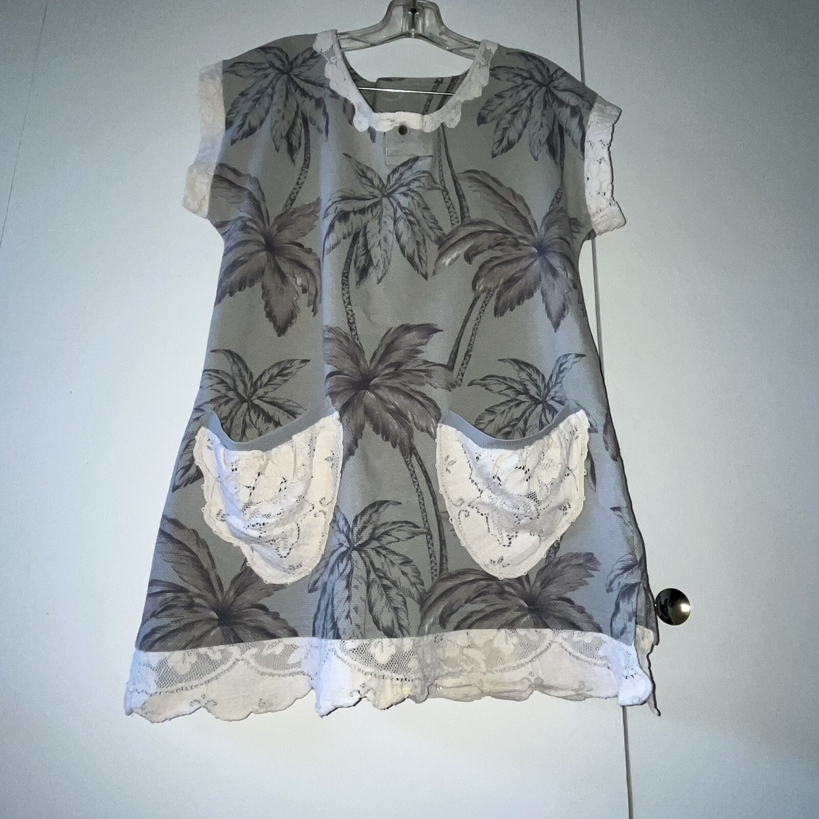 Upcycled Tunic Top Vintage Lace Shabby Chic Romantic Prairie Cottage Core Hawaii
