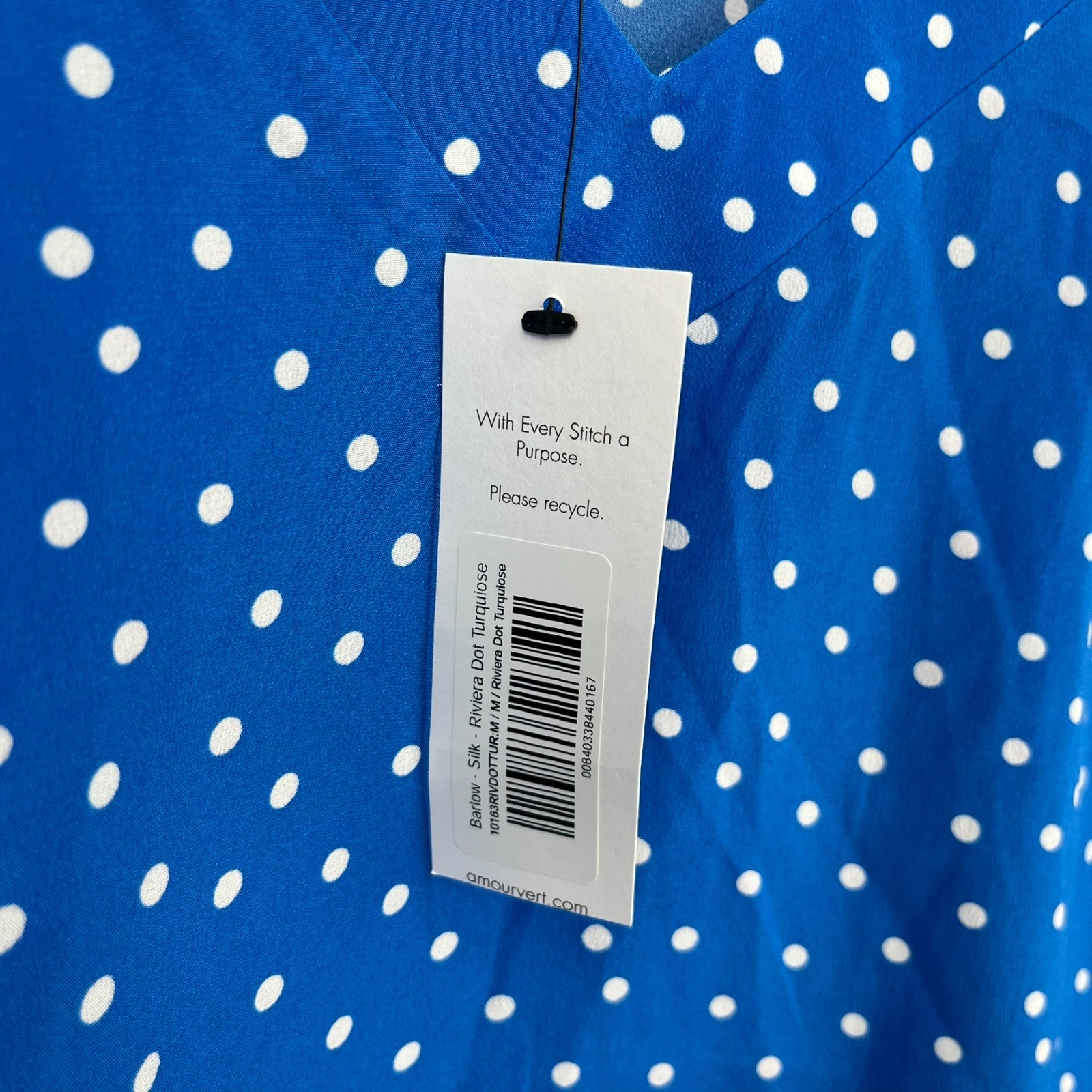 Amour Vert Silk Tank Top Women’s M Blue Polka Dot Barlow Riviera New NWT