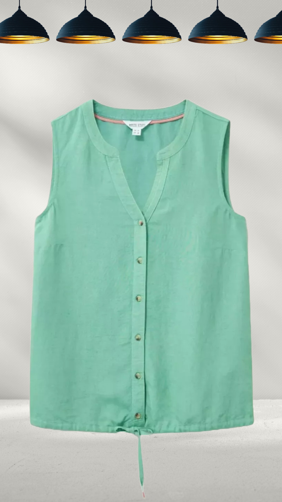 Ex White Stuff Women’s Sleeveless Summer Vest in Mid Green (A Bit Defect)