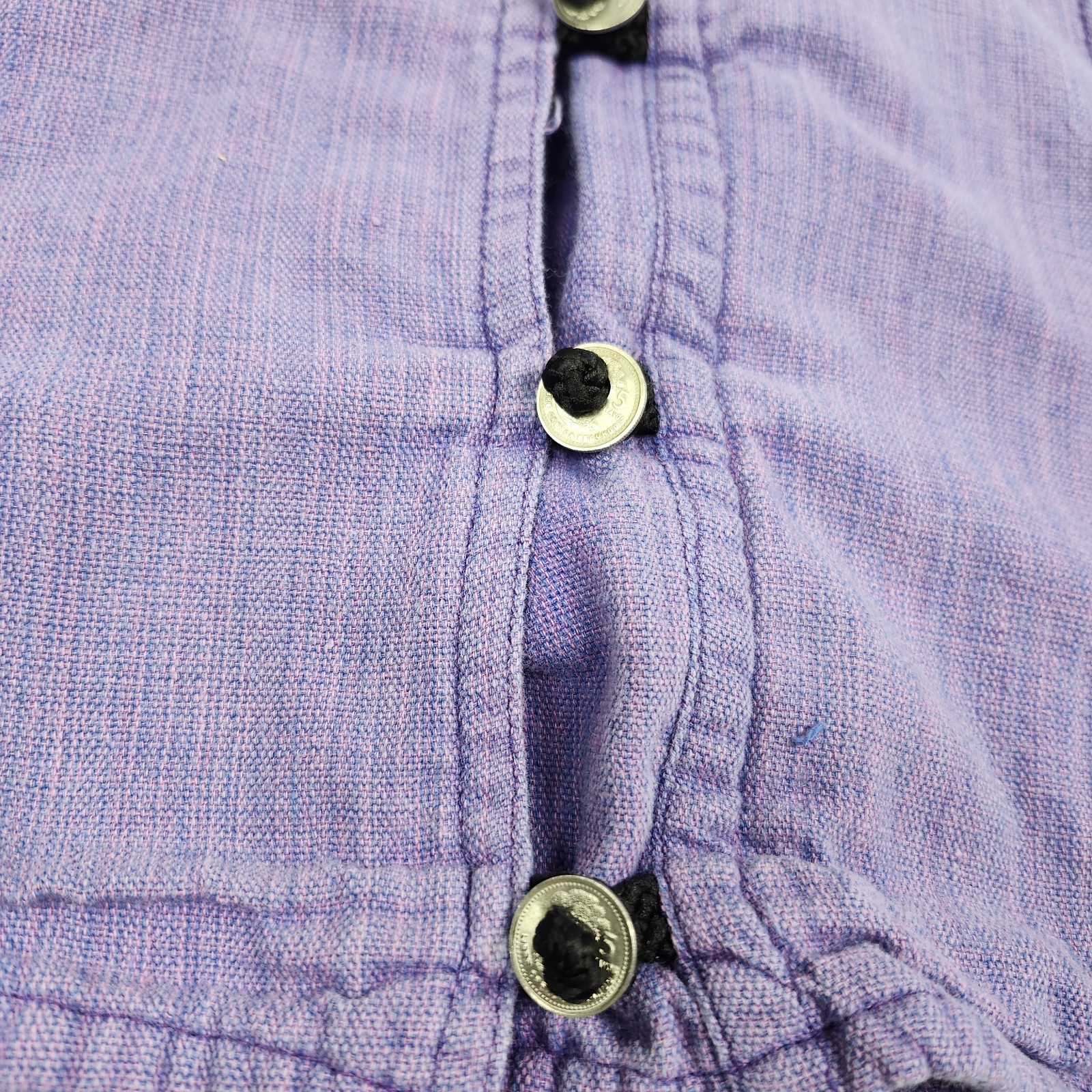 Altiplano Guatemala Purple Cropped Buttonup Blouse Womens Size Large