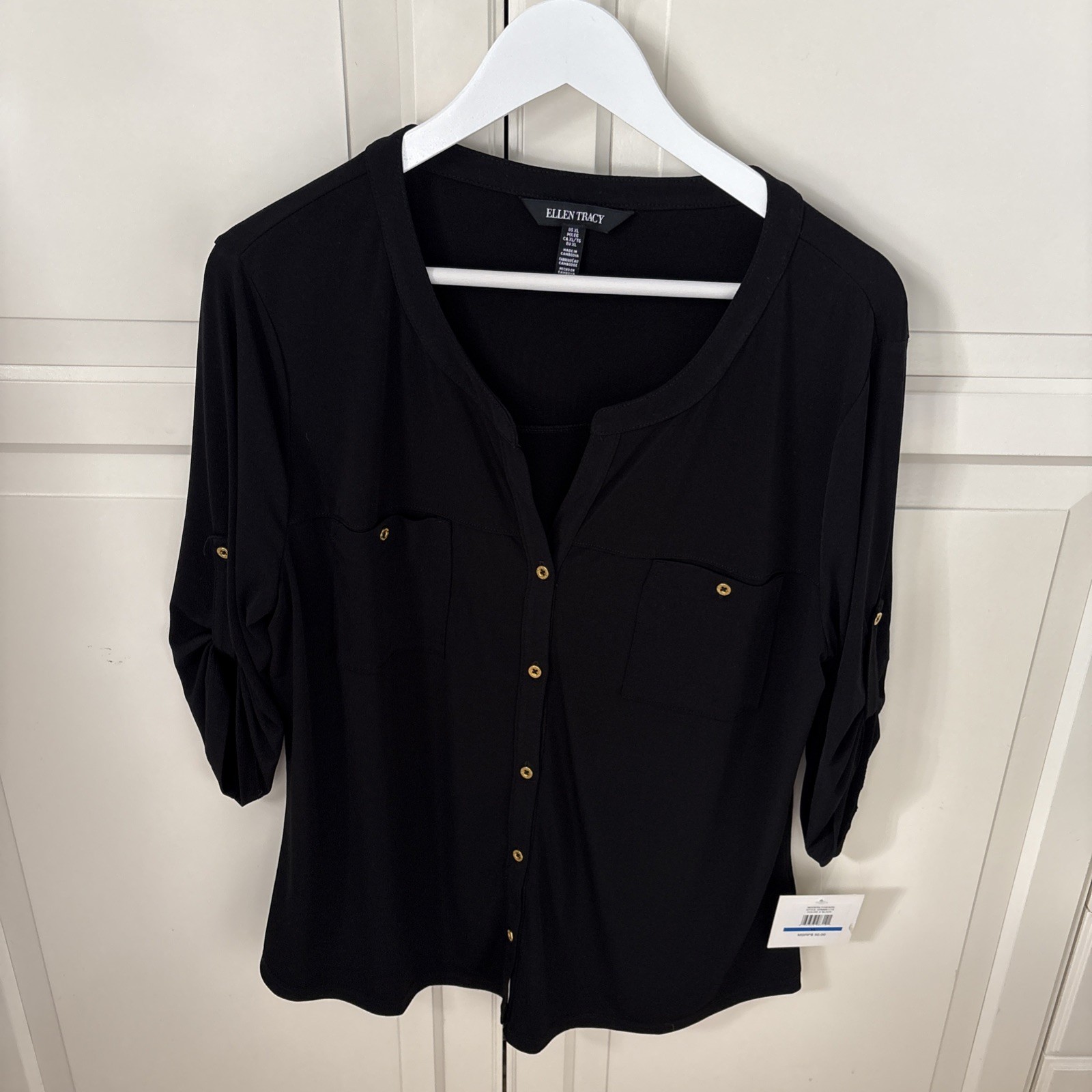 Ellen Tracy Black Shirt blouse ladies BNWT RRP $50 Luxury brand size XL