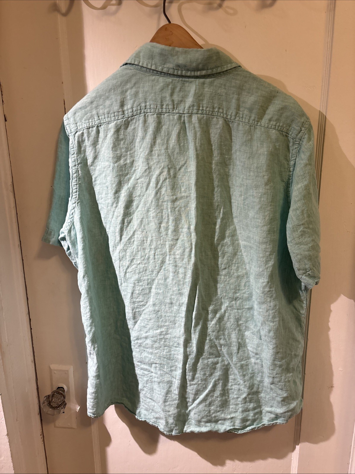 L.L. Bean Women’s Aqua Marine Linen Button Up Shirt ID 288677 Size L