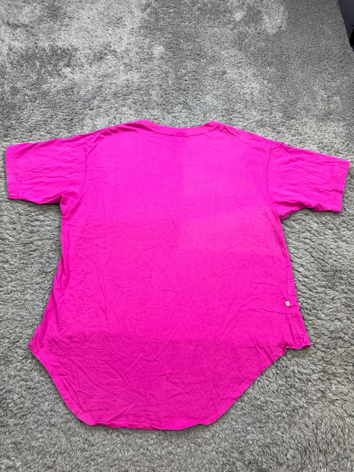 Vtg Espirt Top Women Medium Fuchsia Pink Hi Low Short Sleeve Crewneck Shirt Y2K