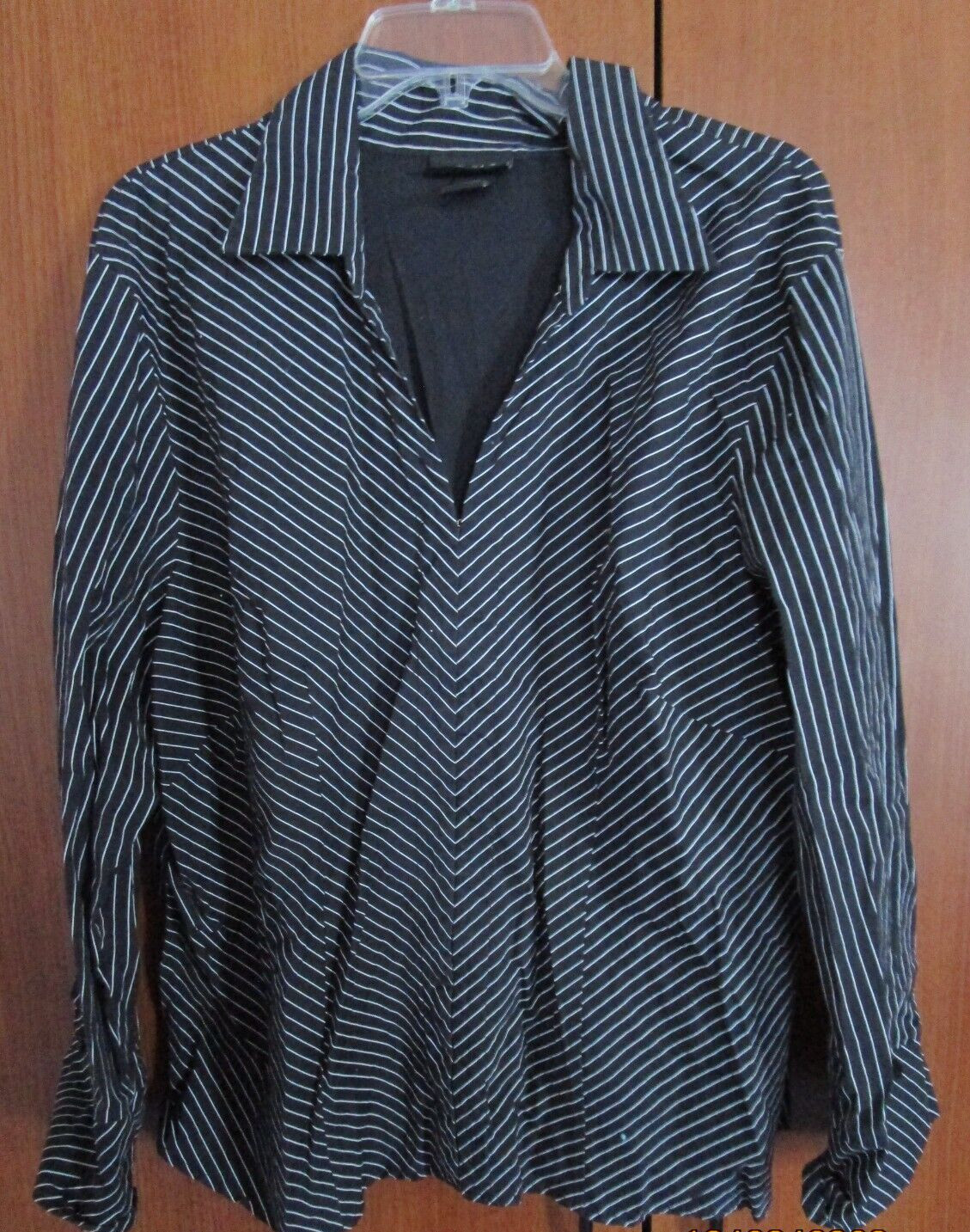 Lane Bryant Striped Blouse Sz 22 24 Cotton Spandex Bust 52 Length 25 in