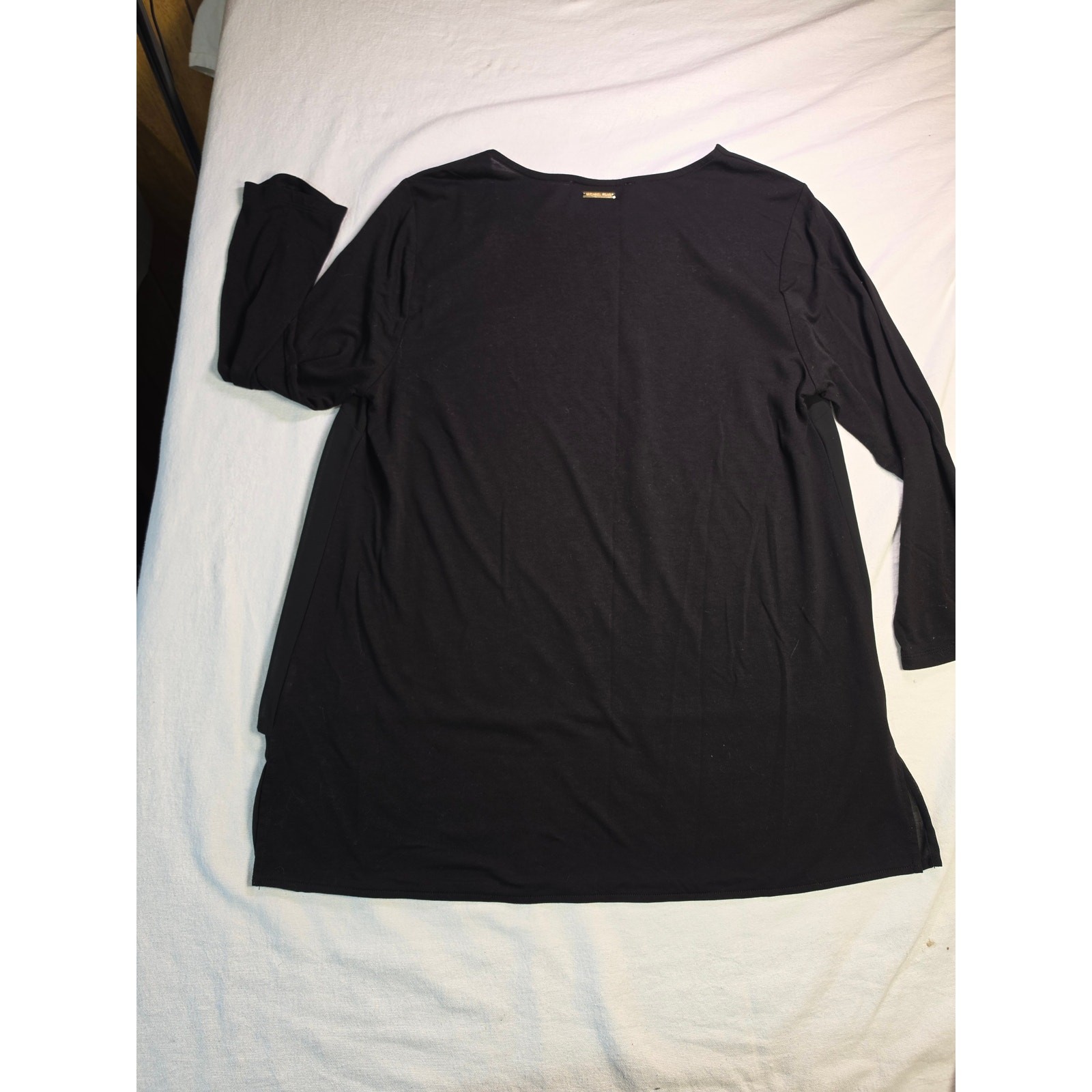 Michael Kors Black Boat Neck Tunic Top Large Gold